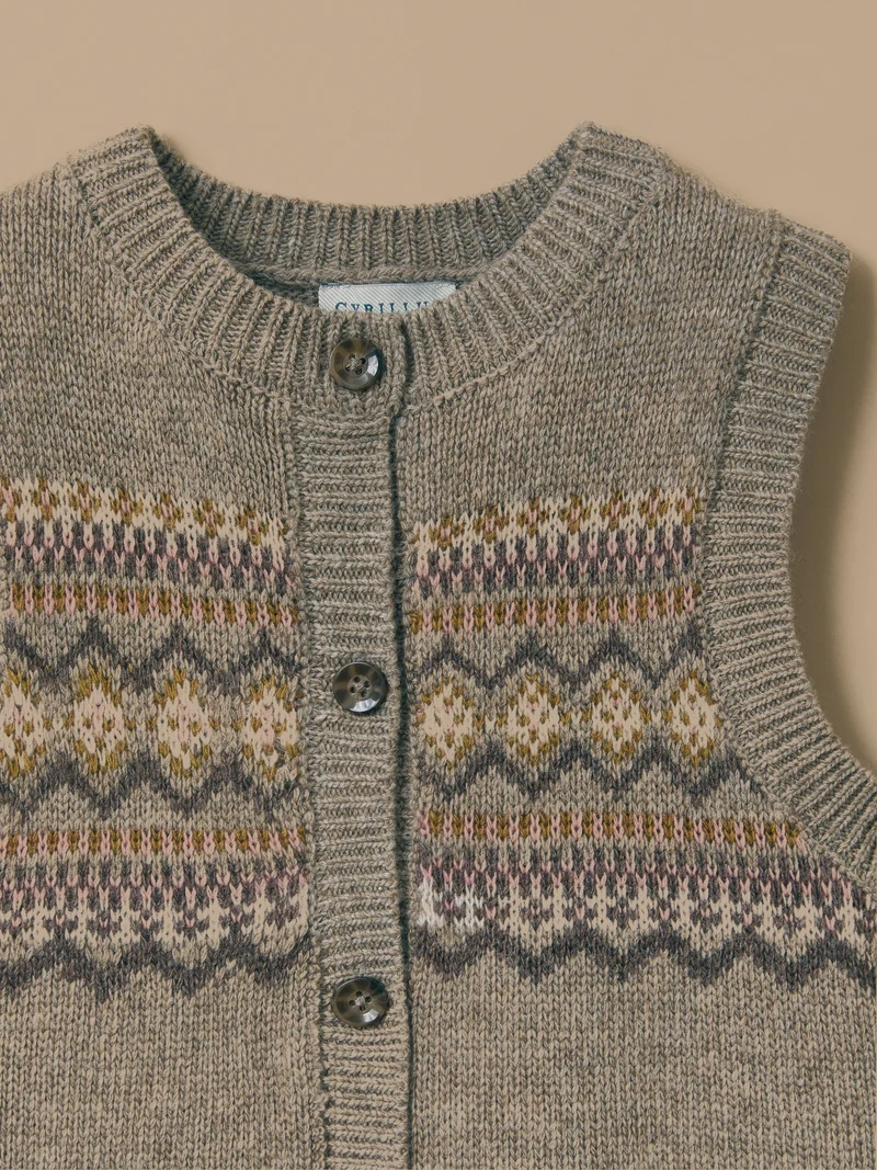 Mädchen-Pullunder mit Jacquard-Muster