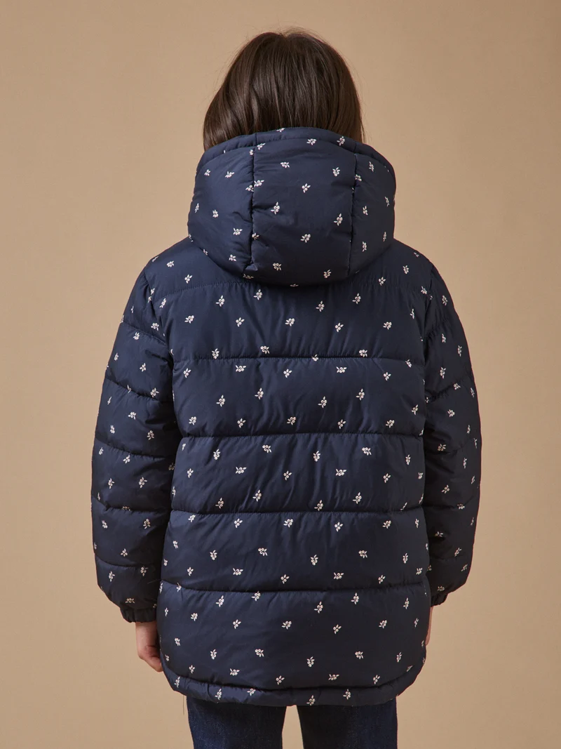 Mädchen-Steppjacke mit Fleecefutter, bedruckt