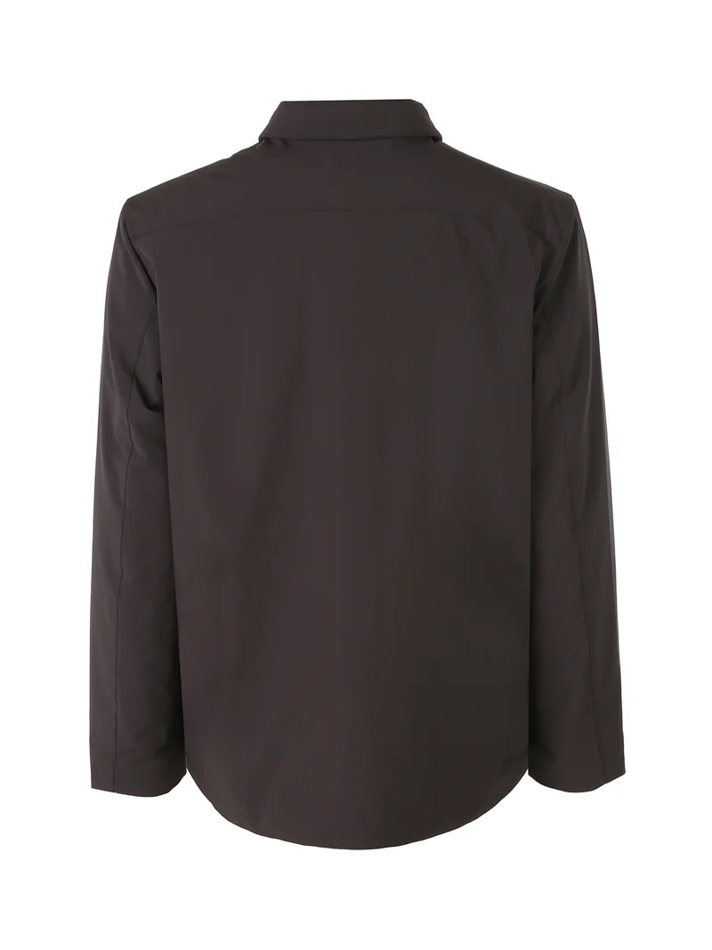 Cappotto corto da uomo impermeabile con colletto e bottoni - moro