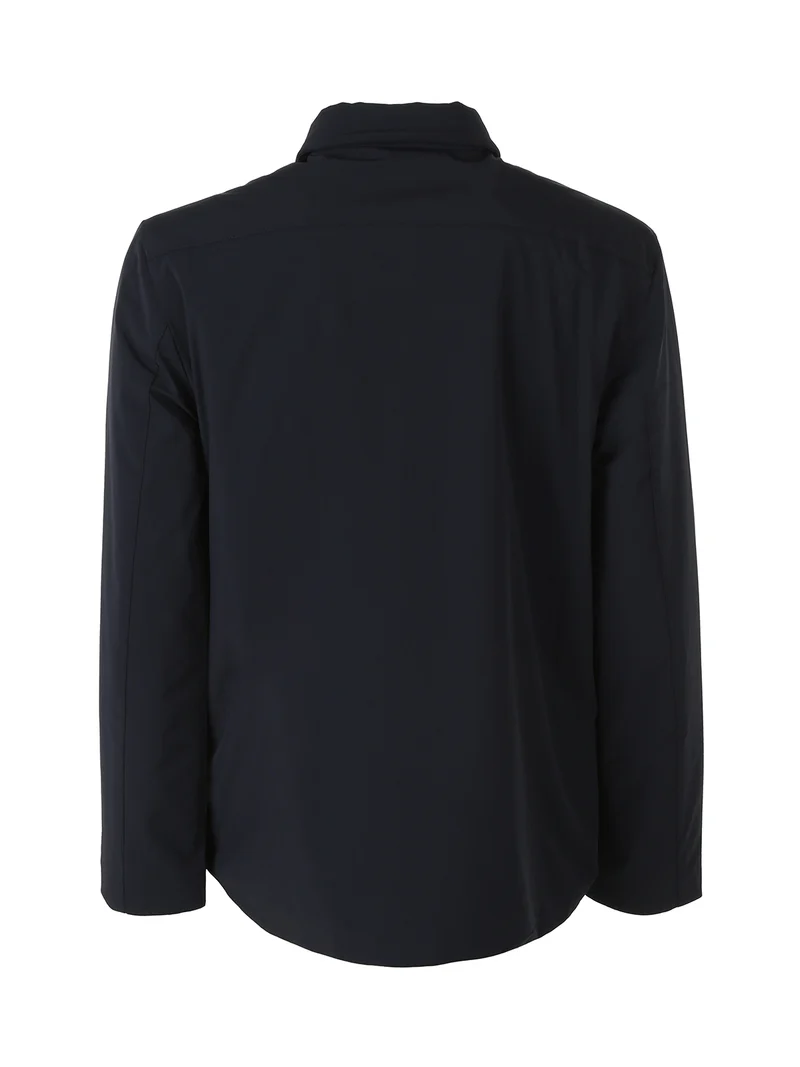 Cappotto corto da uomo impermeabile con colletto e bottoni - blu scuro