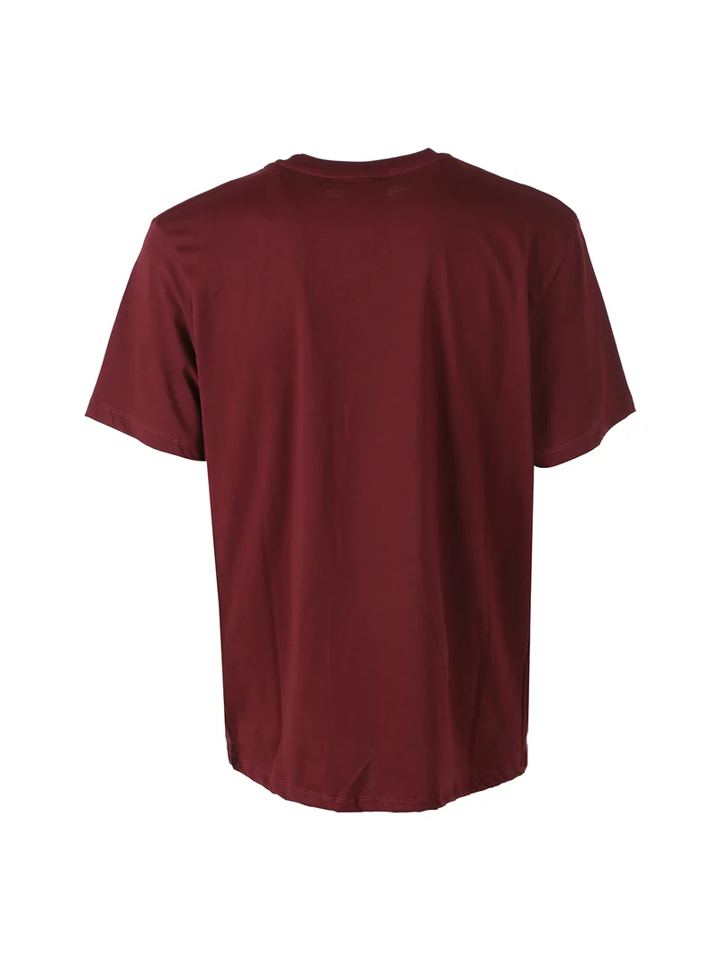 T-shirt da uomo in cotone con logo e scollo tondo - bordeaux