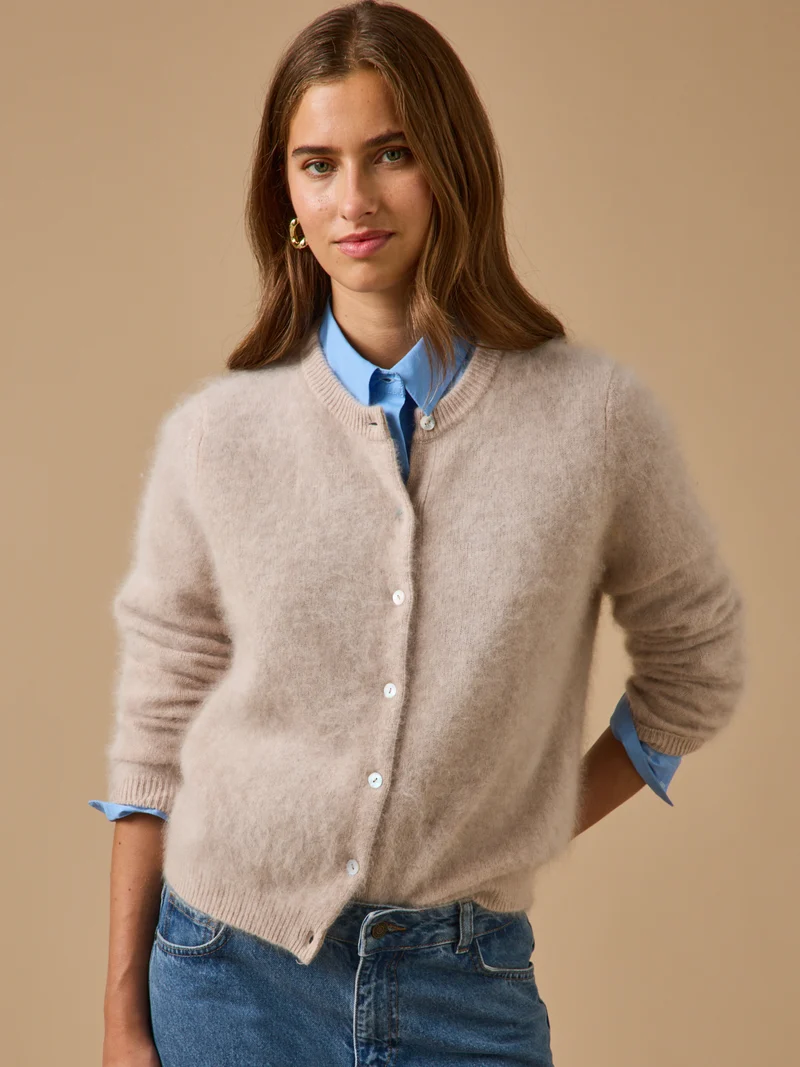 Damen-Cardigan aus gebürsteter Wolle