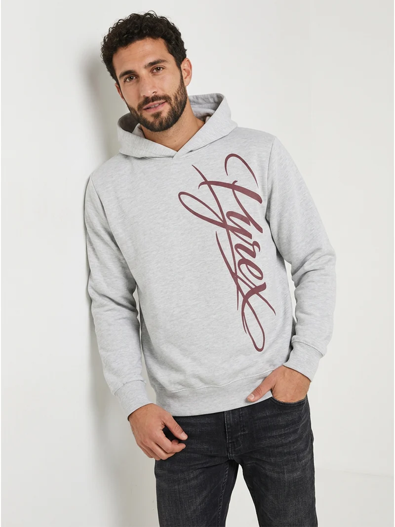 Felpa da uomo con cappuccio e logo - grigio