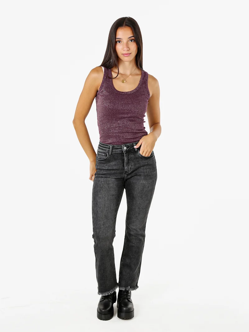 Top girocollo da donna in lurex - viola