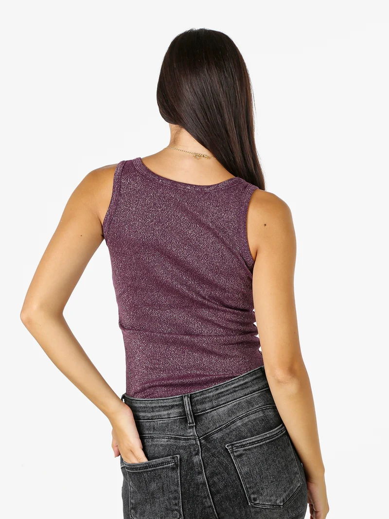 Top girocollo da donna in lurex - viola