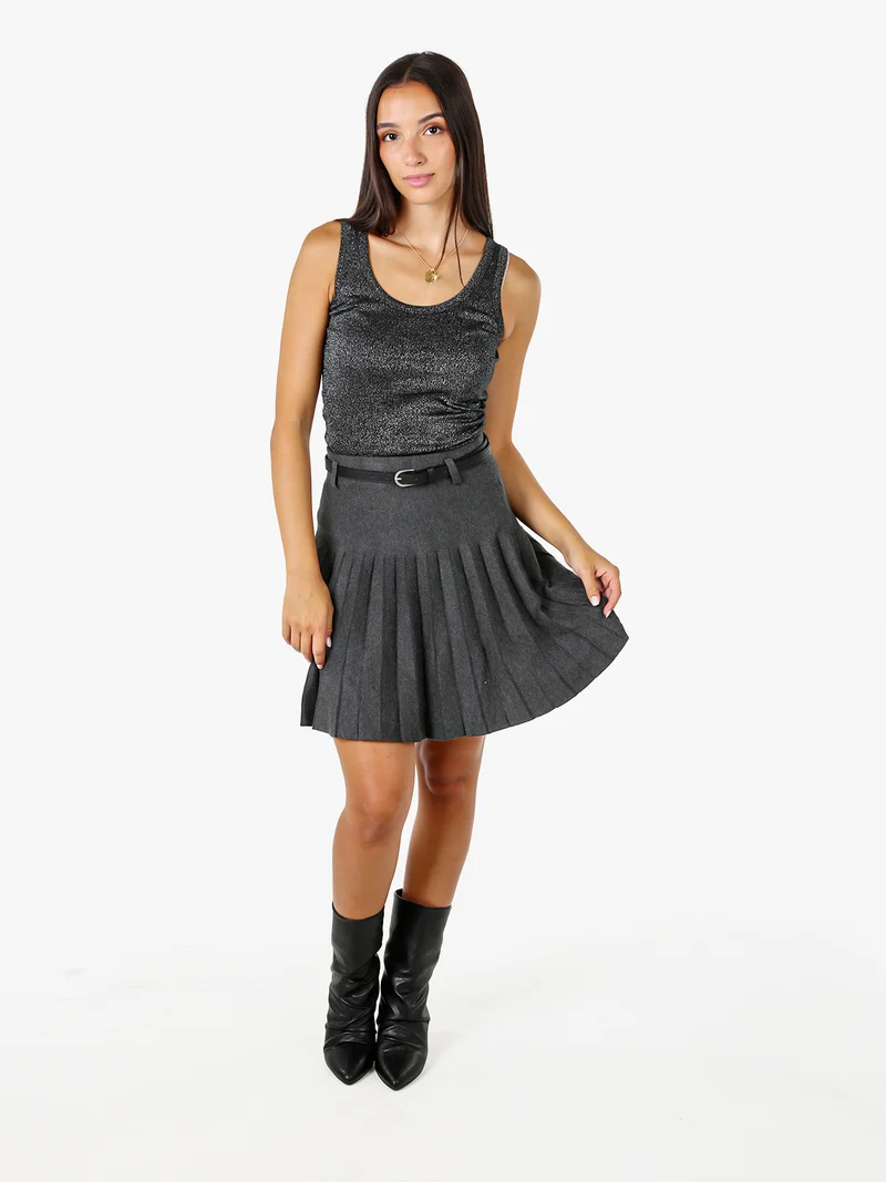 Top girocollo da donna in lurex - nero