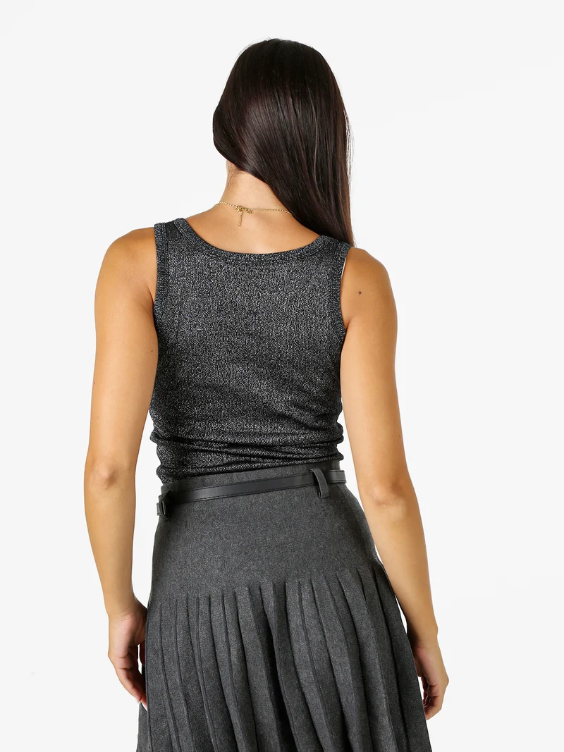 Top girocollo da donna in lurex - nero
