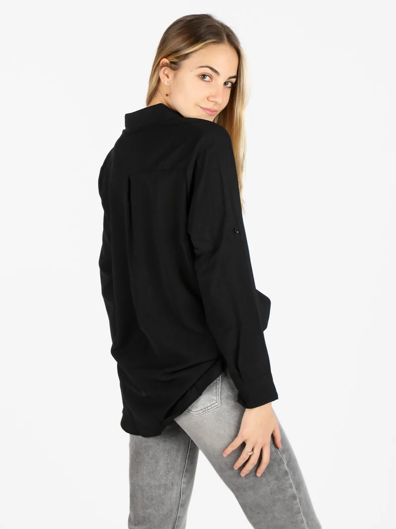 Camicia donna oversize con taschino - nero