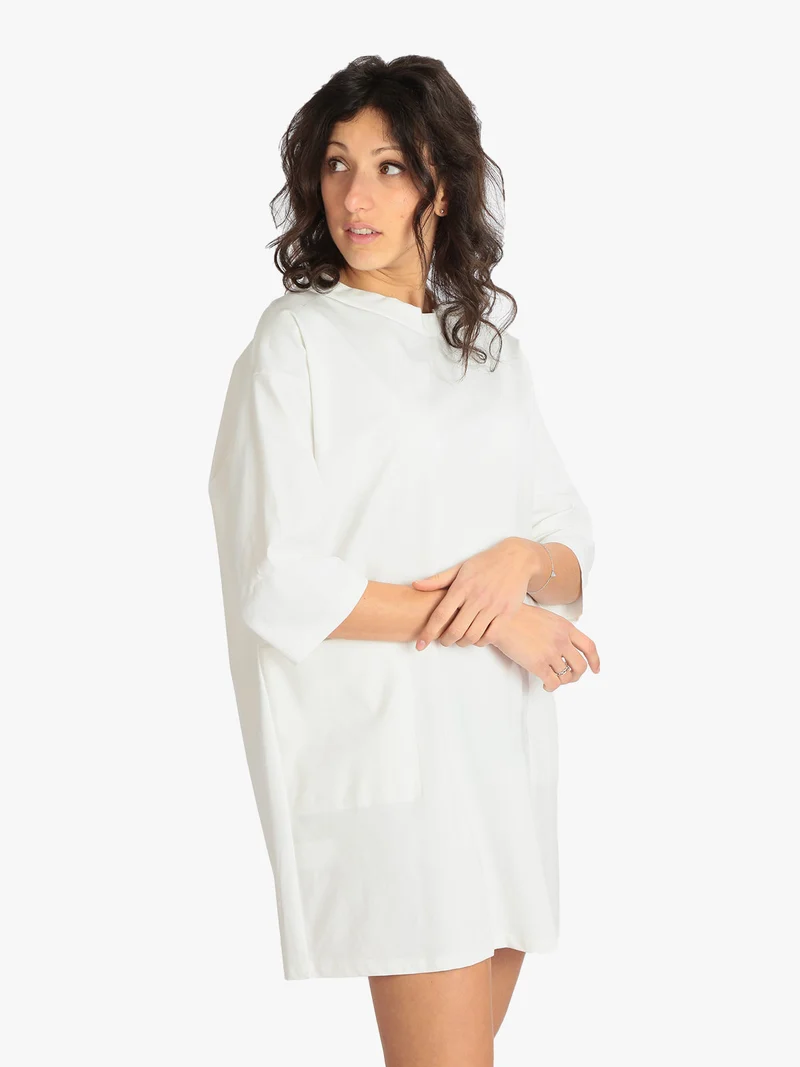Vestito in maglia modello oversize - bianco