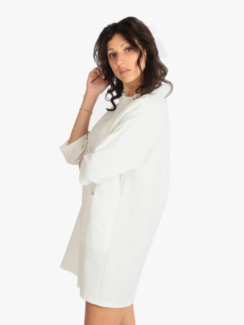 Vestito in maglia modello oversize - bianco