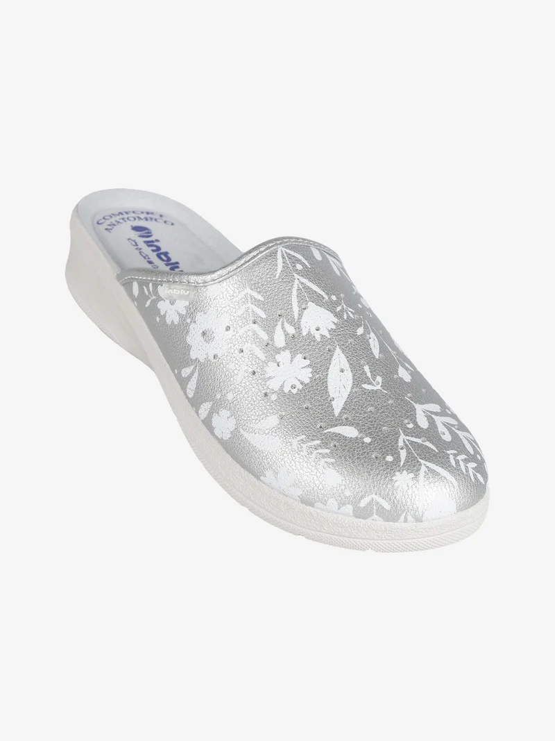 Ciabatte sanitarie donna fiorate - argento