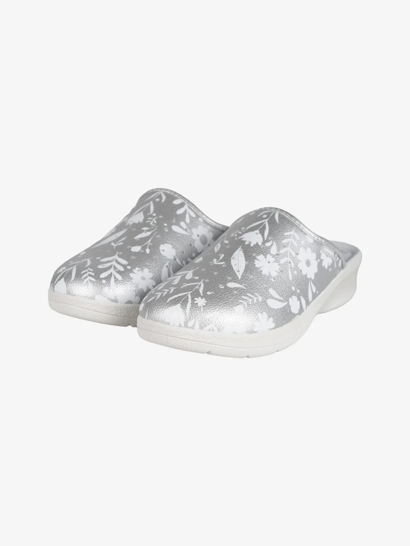 Ciabatte sanitarie donna fiorate - argento