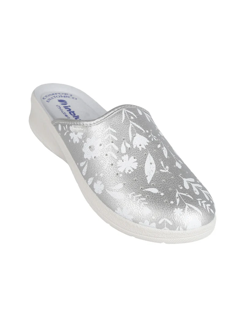 Ciabatte sanitarie donna fiorate - argento