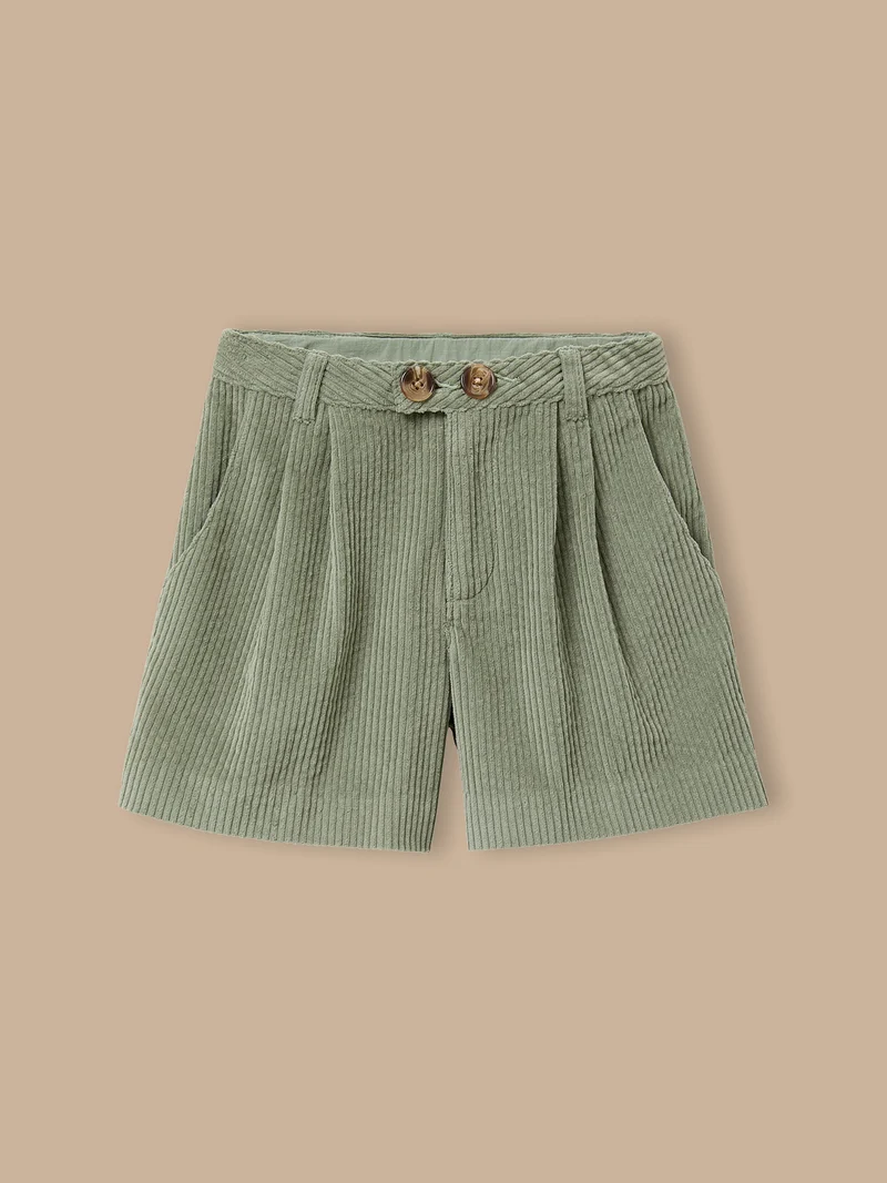 Mädchen-Shorts aus gewaffeltem Velours mit hohem Bund