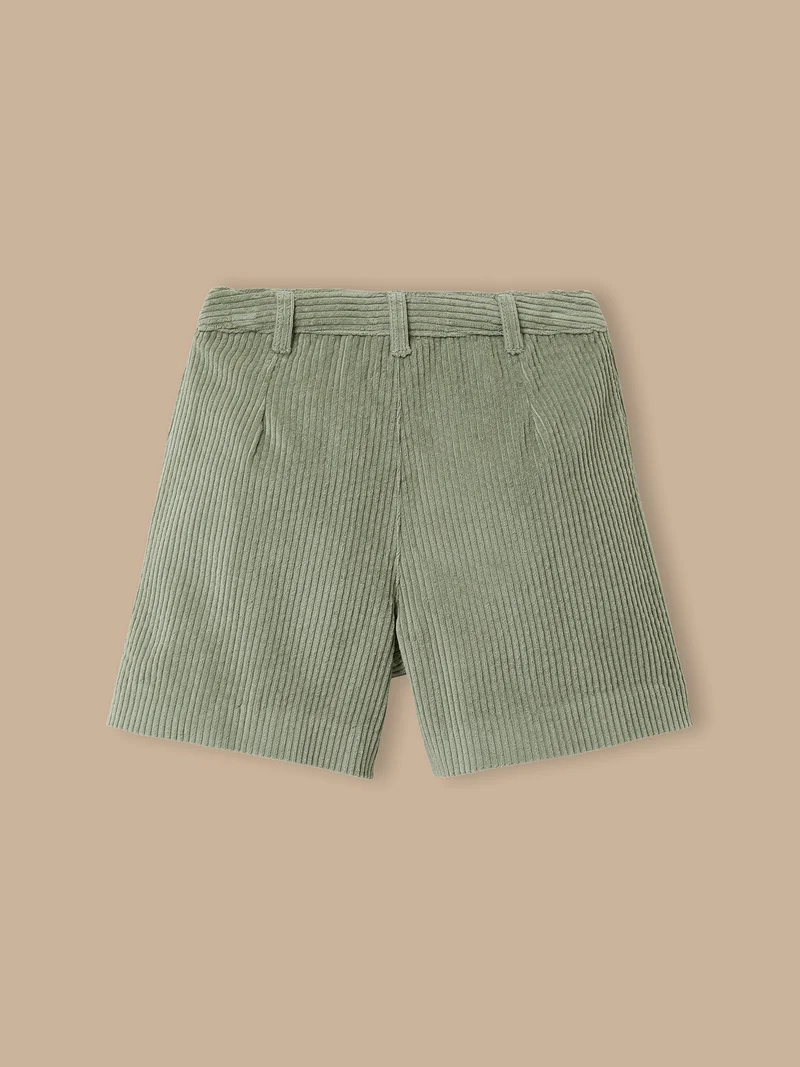 Mädchen-Shorts aus gewaffeltem Velours mit hohem Bund