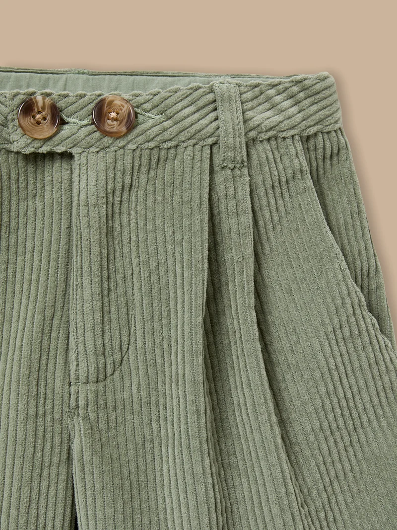 Mädchen-Shorts aus gewaffeltem Velours mit hohem Bund