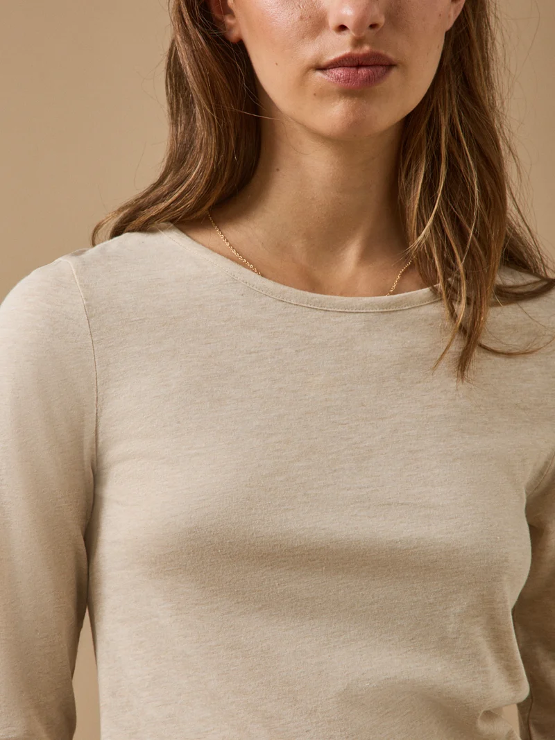 Damen-T-Shirt mit rundem Halsausschnitt aus Woll-Jersey