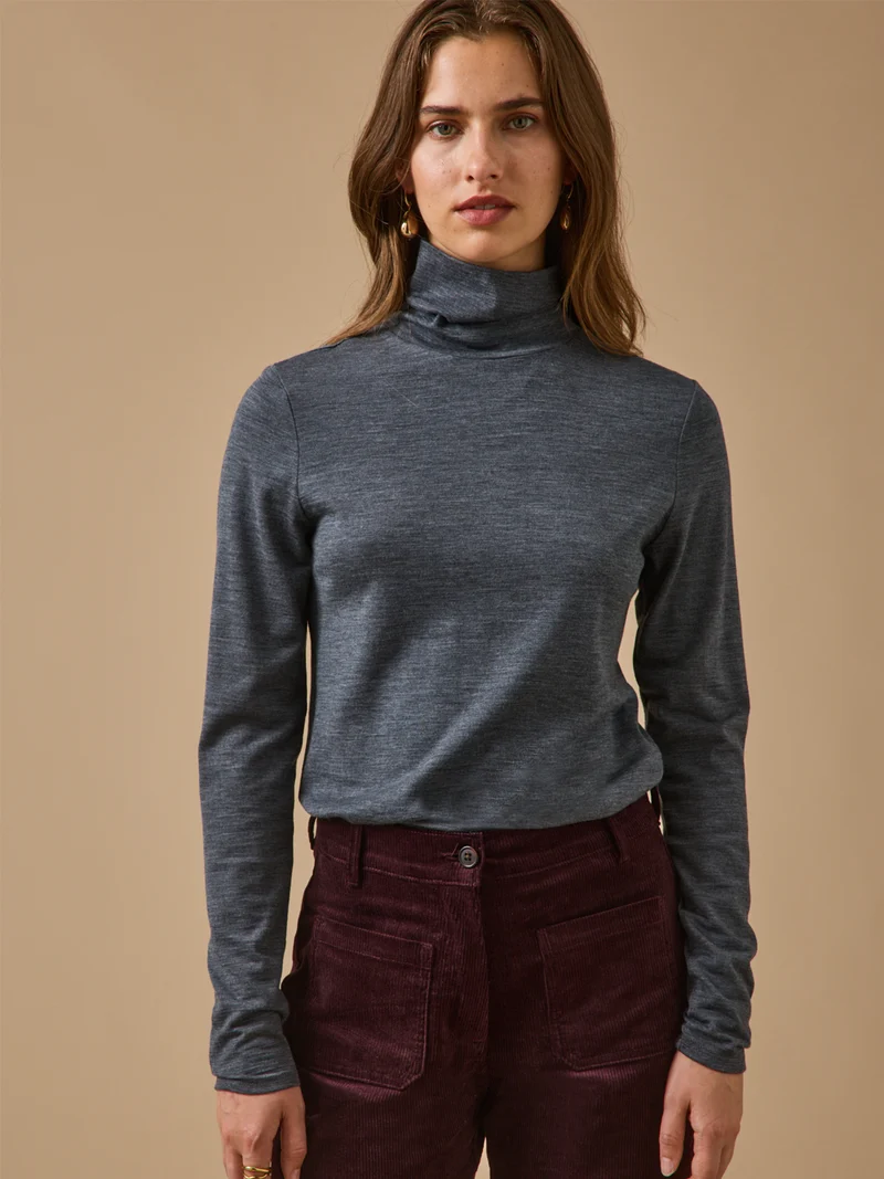 Damenpullover mit Unterpulli aus Jersey-Wolle