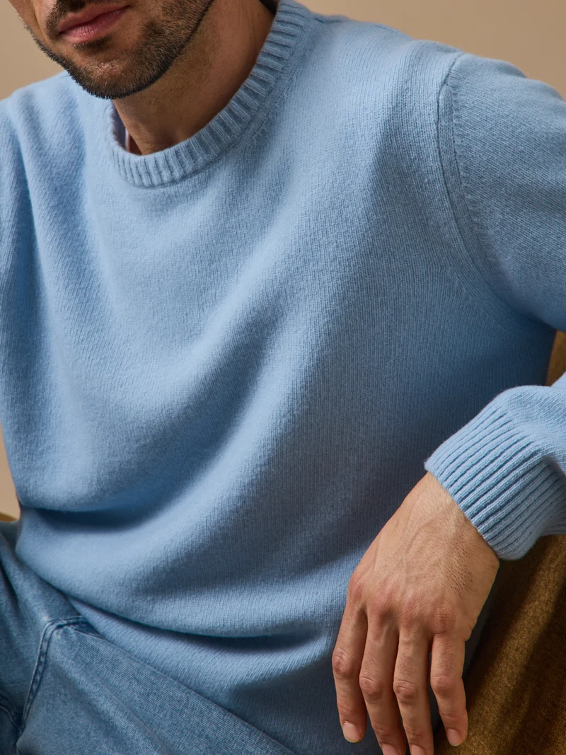 Herrenpullover mit Rundhalsausschnitt aus Wollgemisch