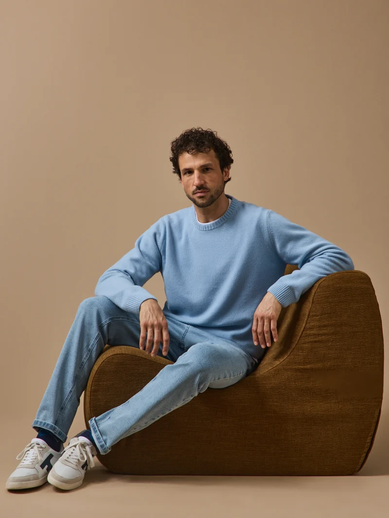 Herrenpullover mit Rundhalsausschnitt aus Wollgemisch