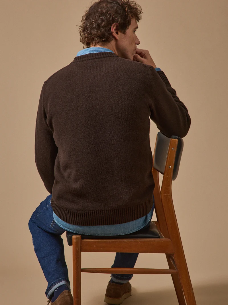 Herrenpullover mit Rundhalsausschnitt aus Wollgemisch