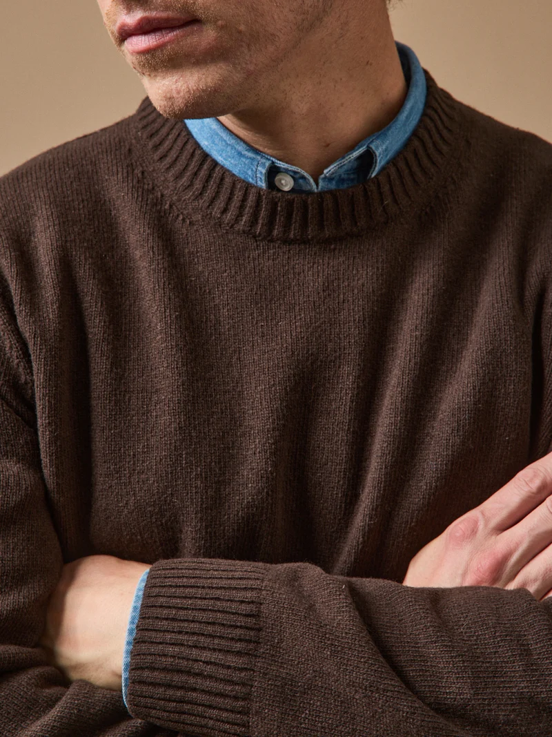 Herrenpullover mit Rundhalsausschnitt aus Wollgemisch