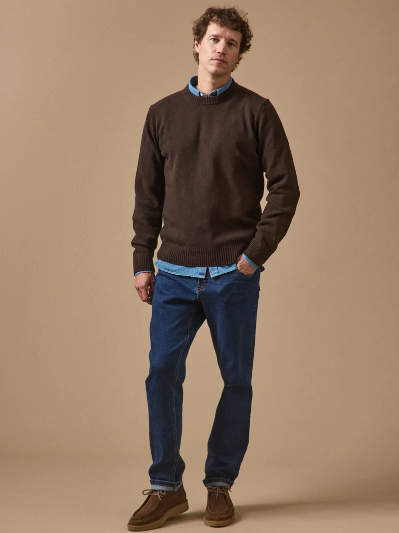 Herrenpullover mit Rundhalsausschnitt aus Wollgemisch