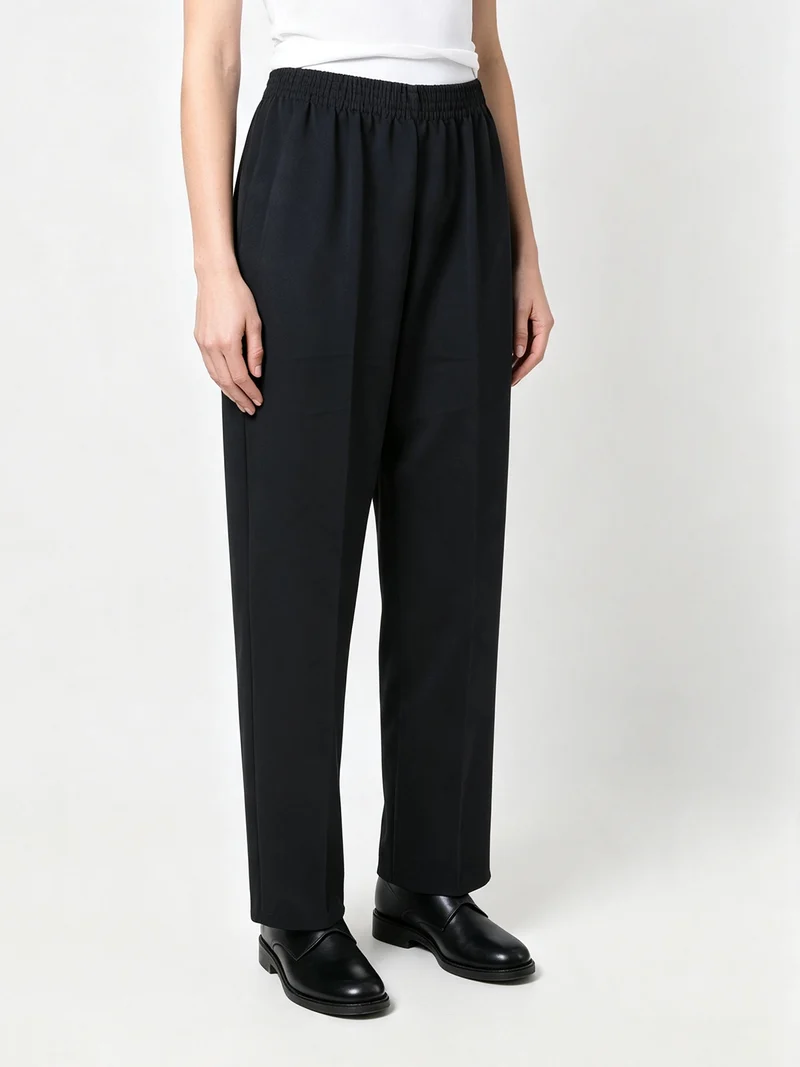 Pantaloni classici da donna con elastico in vita - blu scuro