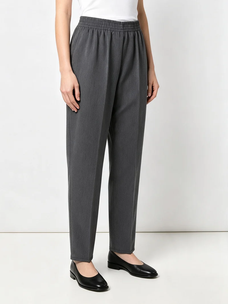Pantaloni classici da donna con elastico in vita - grigio