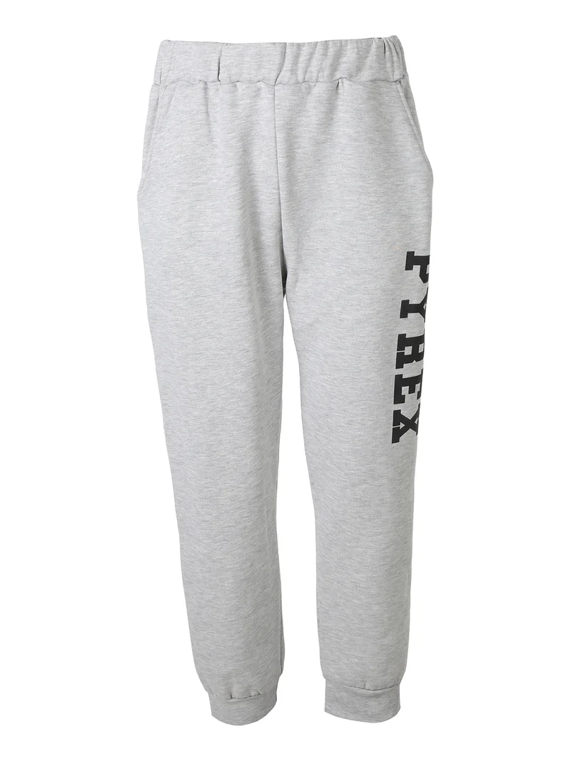 Pantaloni sportivi da uomo in felpa con polsini e logo - grigio