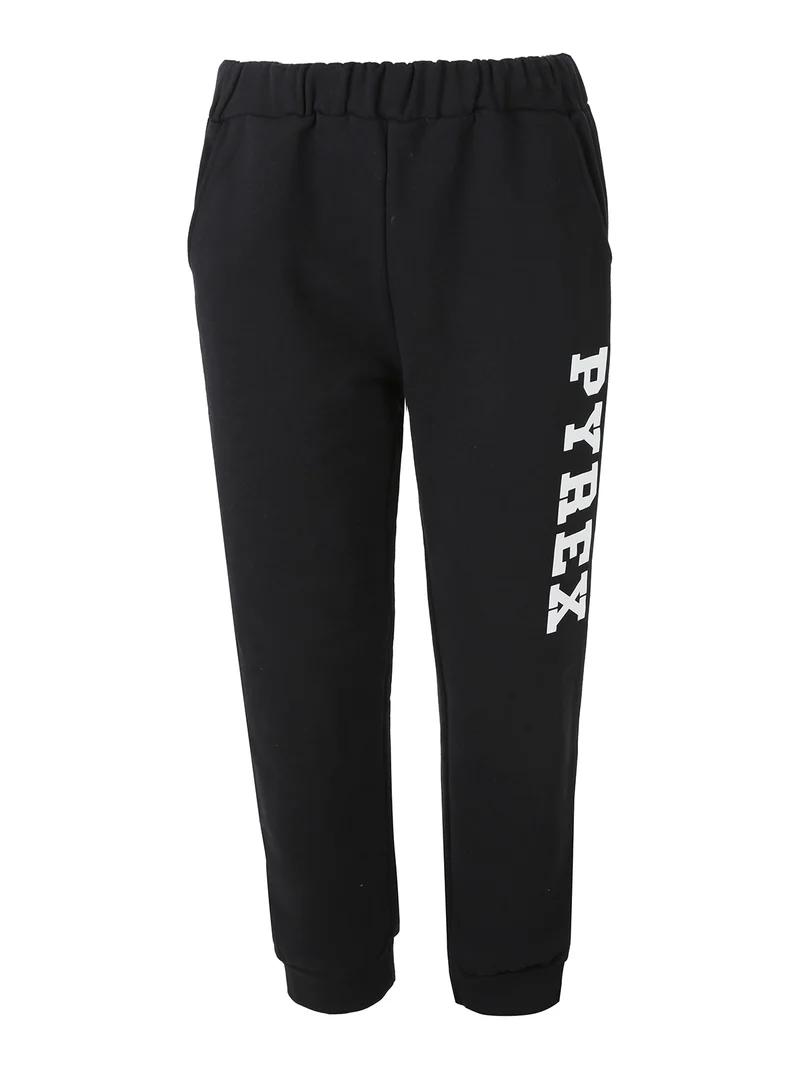 Pantaloni sportivi da uomo in felpa con polsini e logo - nero