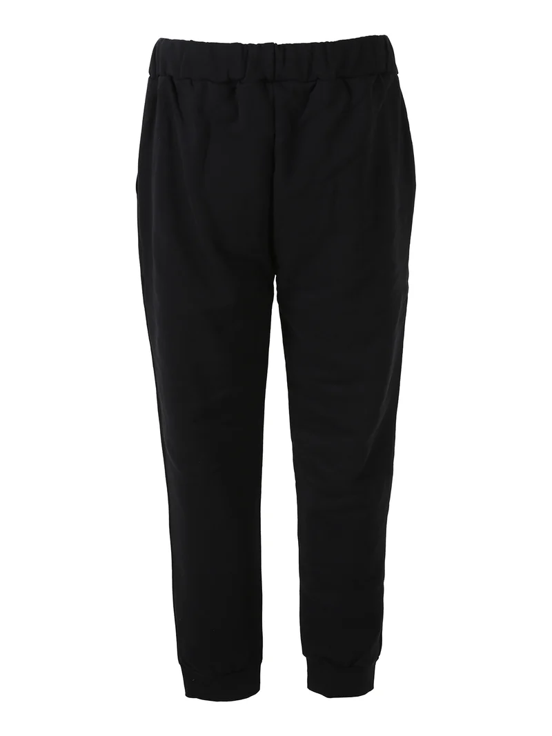 Pantaloni sportivi da uomo in felpa con polsini e logo - nero