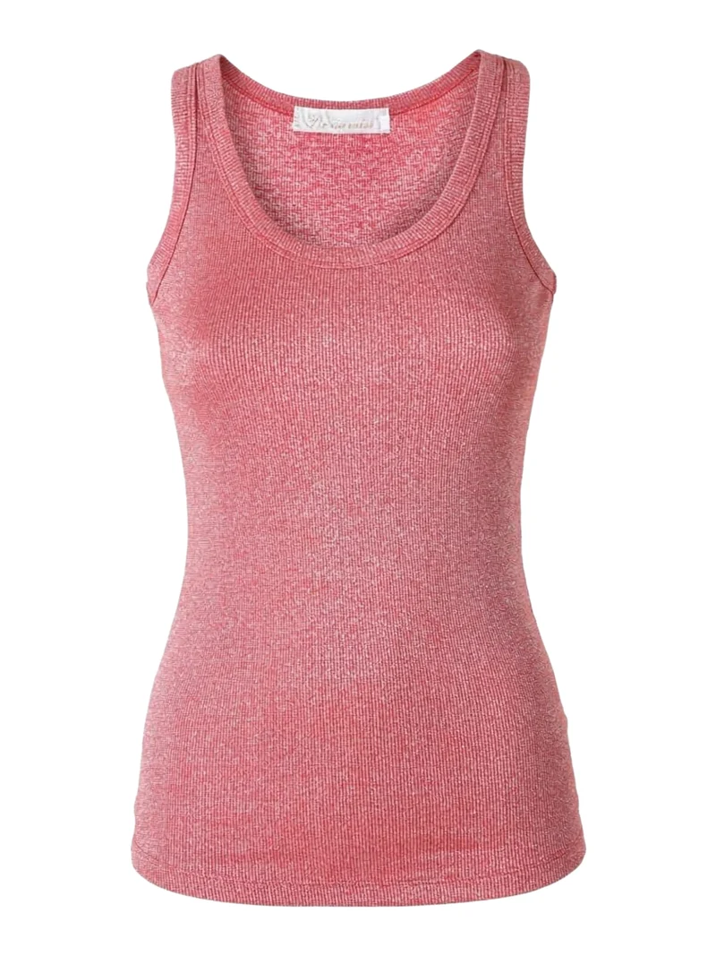 Top girocollo da donna in lurex - fragola