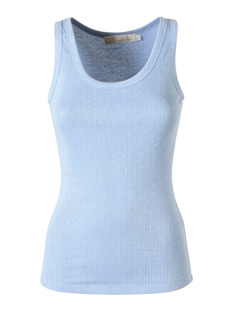 Top girocollo da donna in lurex - azzurro