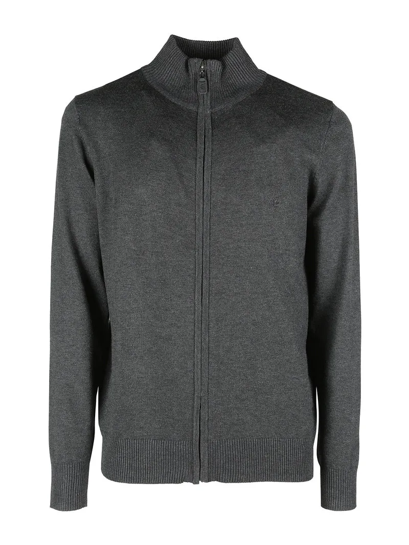 Cardigan uomo in maglia con zip - antracite