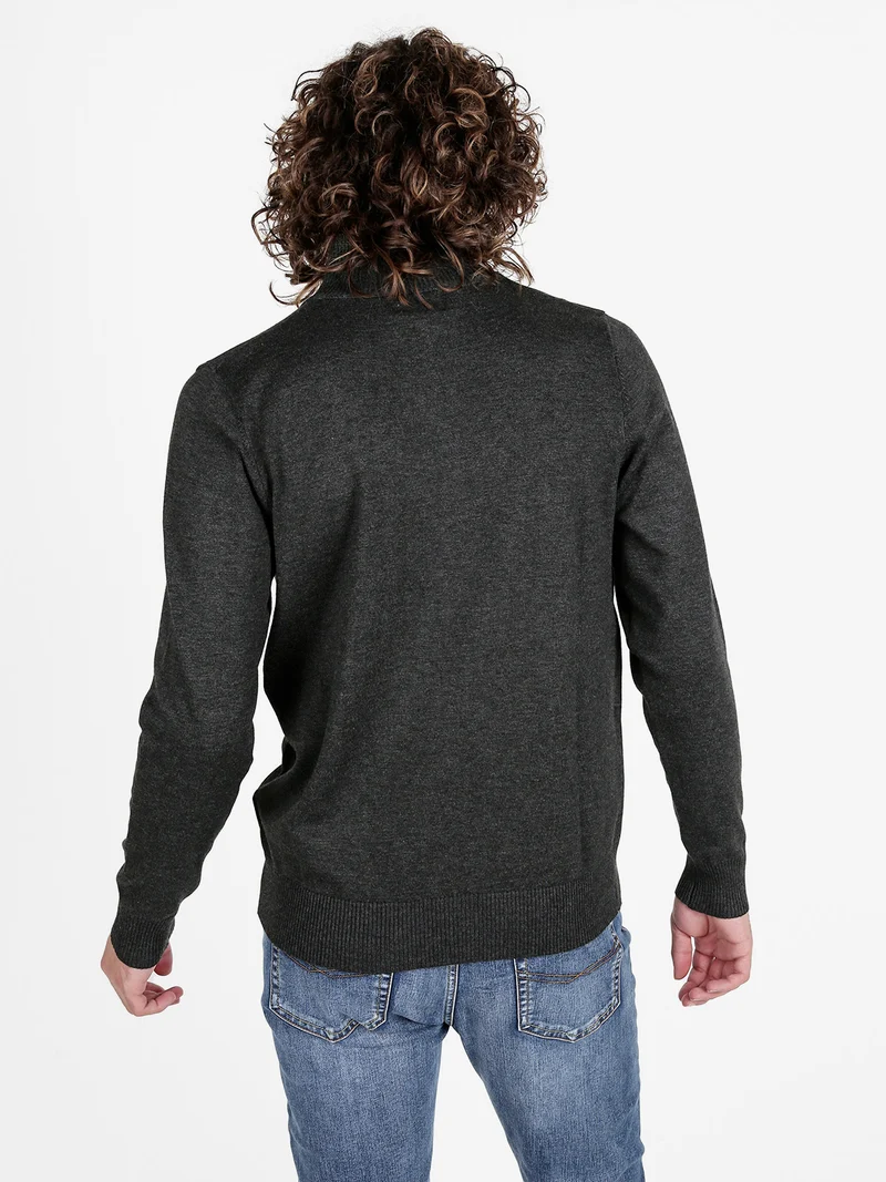 Cardigan uomo in maglia con zip - antracite