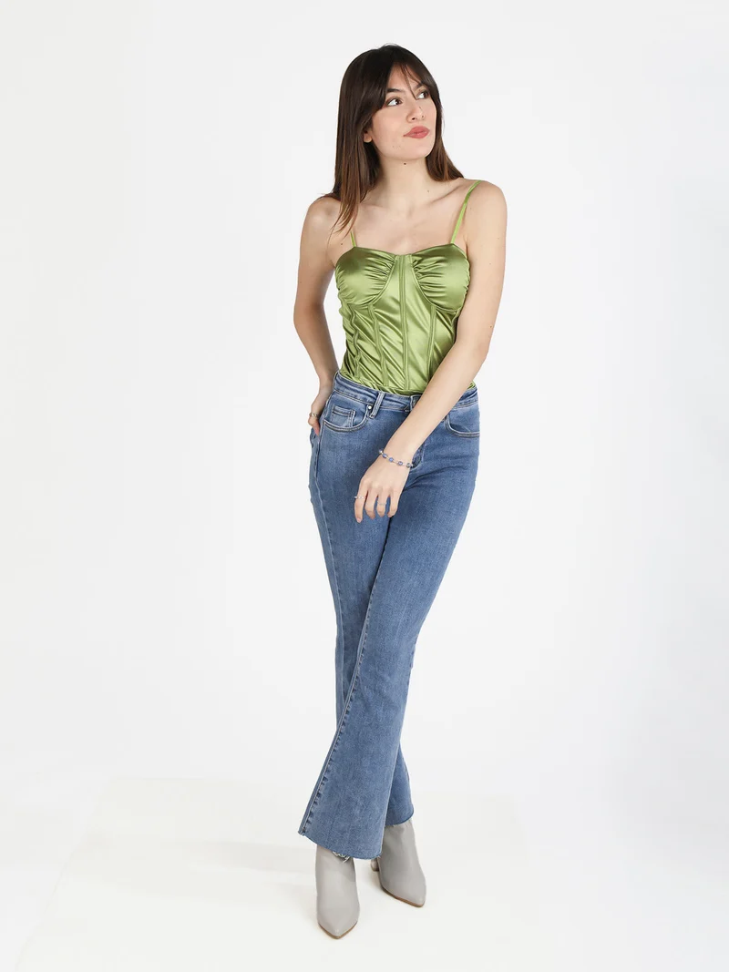 Body donna effetto raso con coppe imbottite - mela