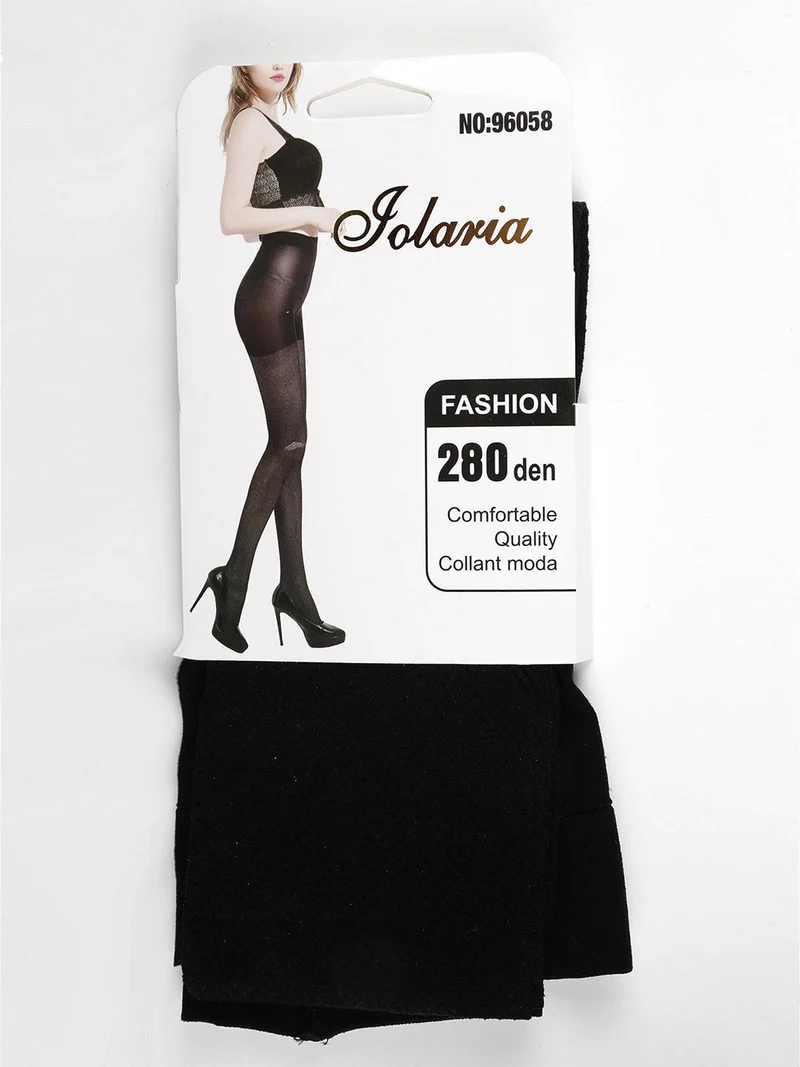 Collant 280 denari con ricamo a rete - nero