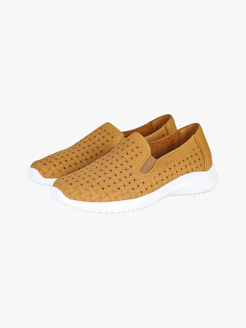 Sneakers donna slip on traforate - cammello