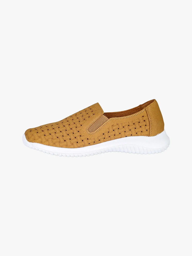 Sneakers donna slip on traforate - cammello