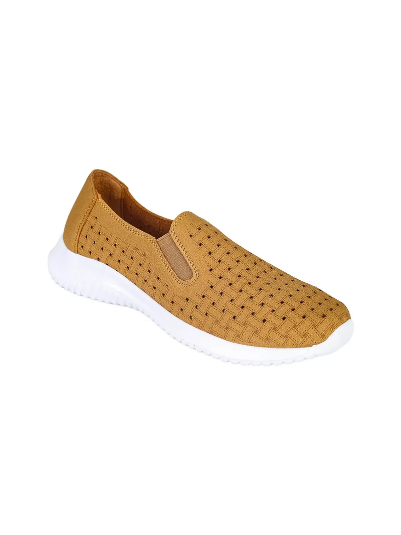 Sneakers donna slip on traforate - cammello
