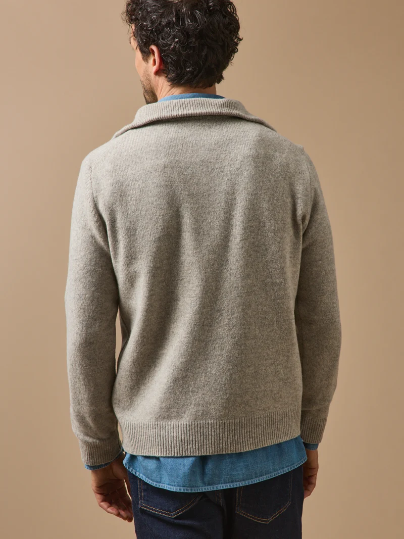 Herrenpullover mit Troyerkragen aus Merinowolle