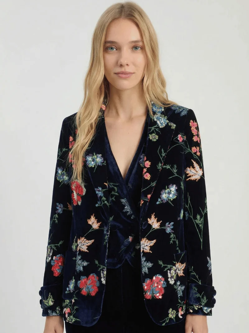 Floral Glitter Blazer