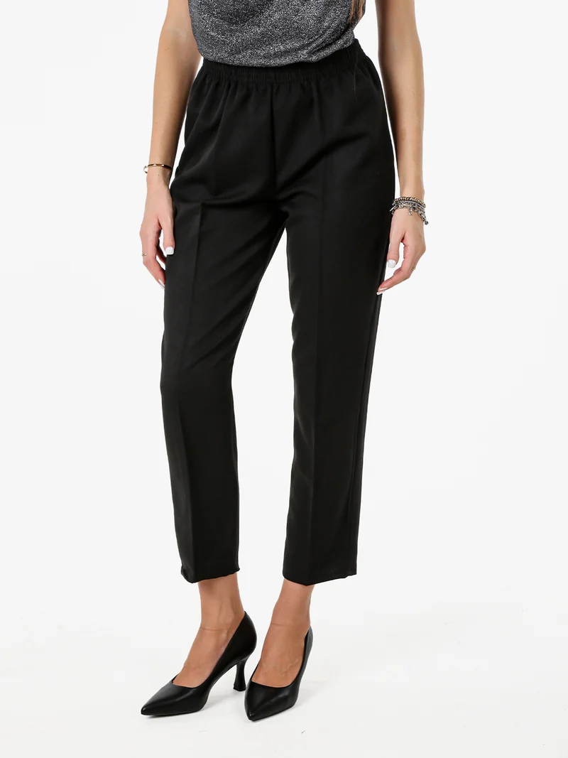 Pantaloni classici da donna con elastico in vita - nero