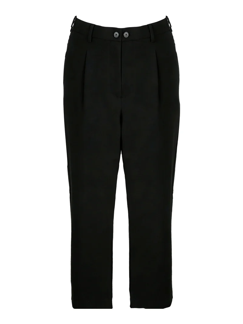 Pantaloni sartoriali da uomo a gamba larga con piega - nero