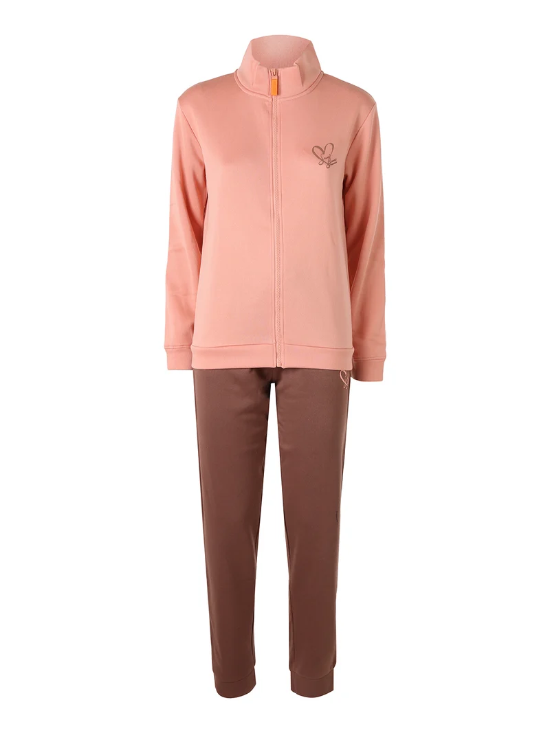 Completo tuta da donna in felpa 2 pezzi con zip intera e interno in caldo cotone - albicocca