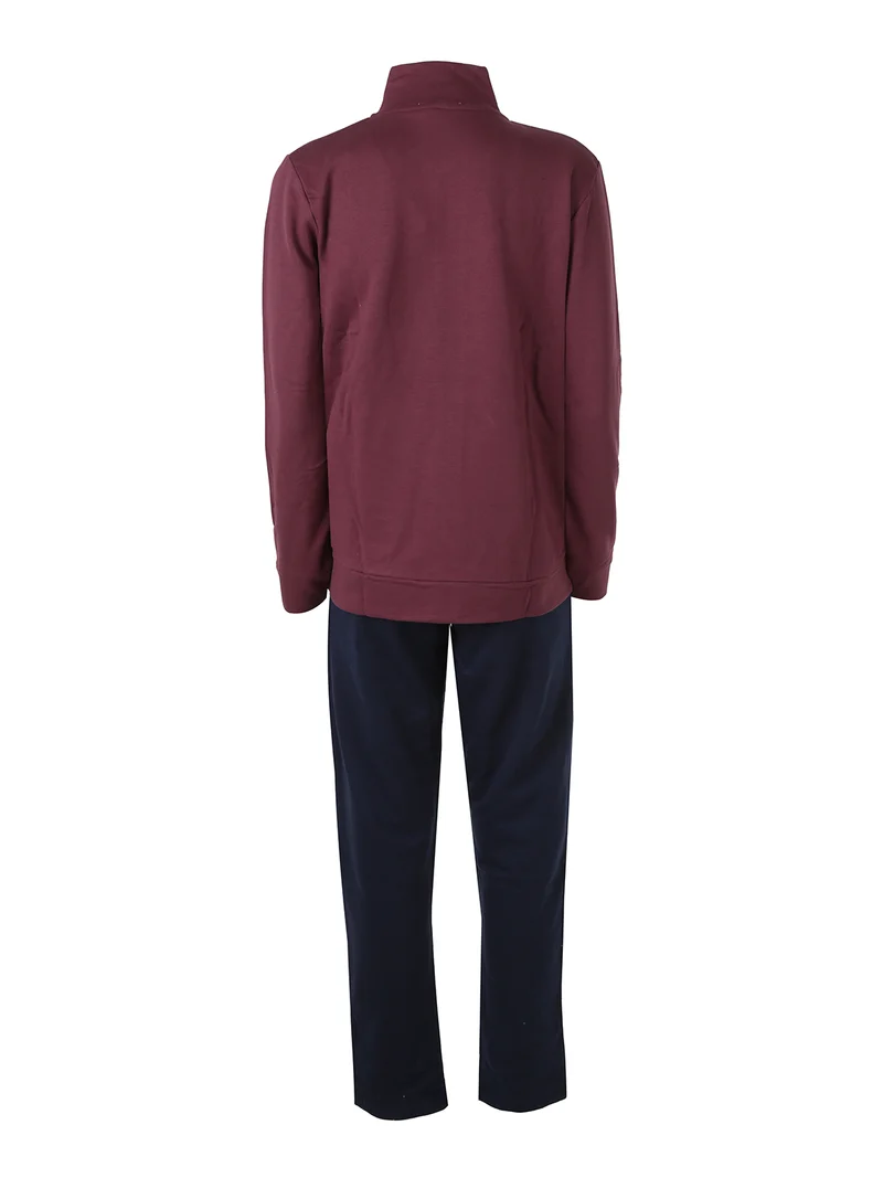 Completo tuta da donna in felpa con zip intera e interno in caldo cotone - bordeaux