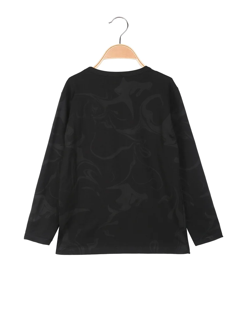 T-shirt girocollo da ragazzo a maniche lunghe con stampa - nero