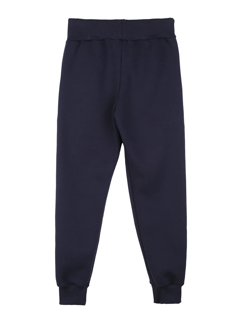 Pantaloni tuta da ragazzo in felpa con coulisse e polsini - blu scuro