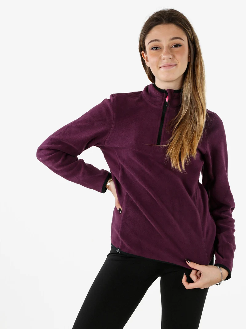 Felpa donna mezza zip in micropile - viola